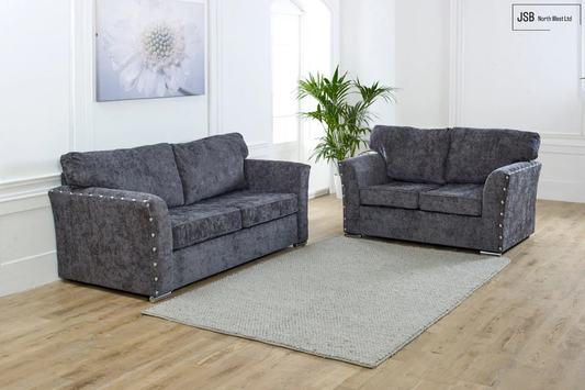 Paris 3+2 Sofa Full Back Charcoal Chenille