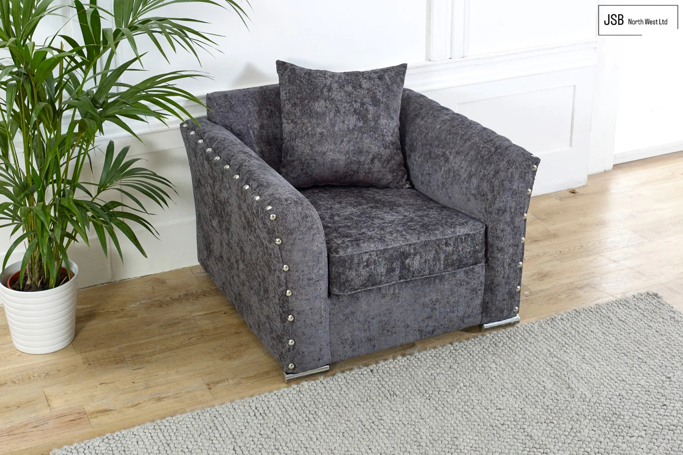 Paris 3+2+1 Sofa Scatter Back Charcoal Chenille