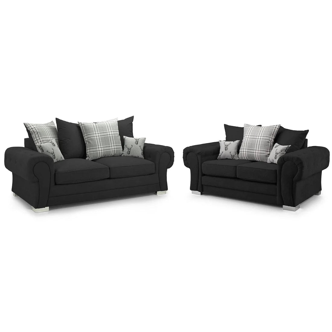 Verona Chesterfield 3+2 Fabric Scatter Back Sofa Suite