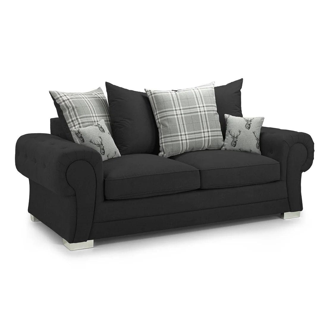 Verona Chesterfield 3 Seater Fabric Scatter Back Sofa