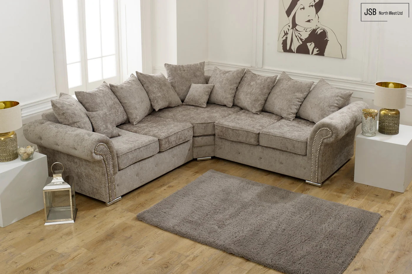 Graceland Corner Sofa Scatter Back Alaska Truffle