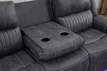 Velora 3+2 Micro-Fabric Dark Grey Recliner Sofa Suite with LED Lighting & Bluetooth Speaker