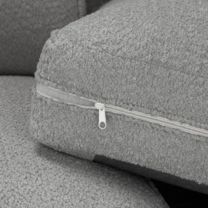 Cloud U-Shape Full Back Teddy Grey Boucle Fabric Sofa
