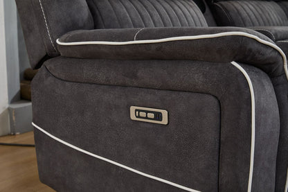 Velora Corner Micro-Fabric Dark Grey Recliner Sofa Suite with LED Lighting & Bluetooth Speaker