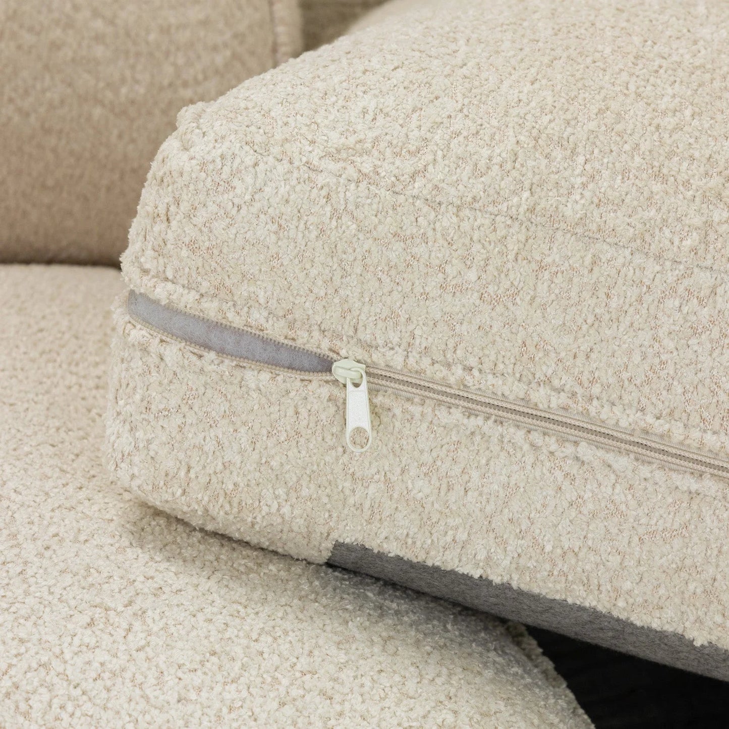 Cloud U-Shape Full Back Teddy Cream Boucle Fabric Sofa