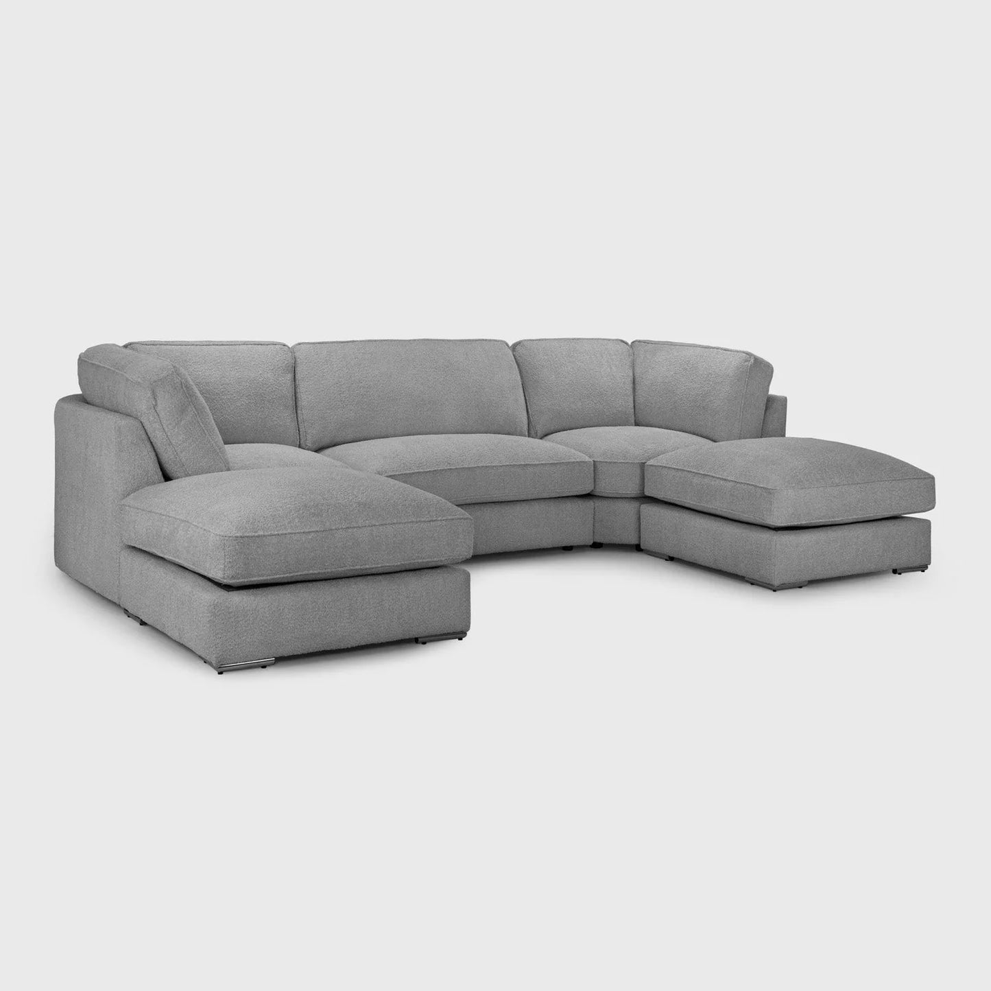 Cloud U-Shape Full Back Teddy Grey Boucle Fabric Sofa