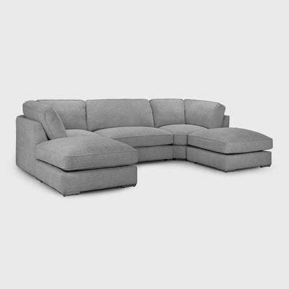 Cloud U-Shape Full Back Teddy Grey Boucle Fabric Sofa
