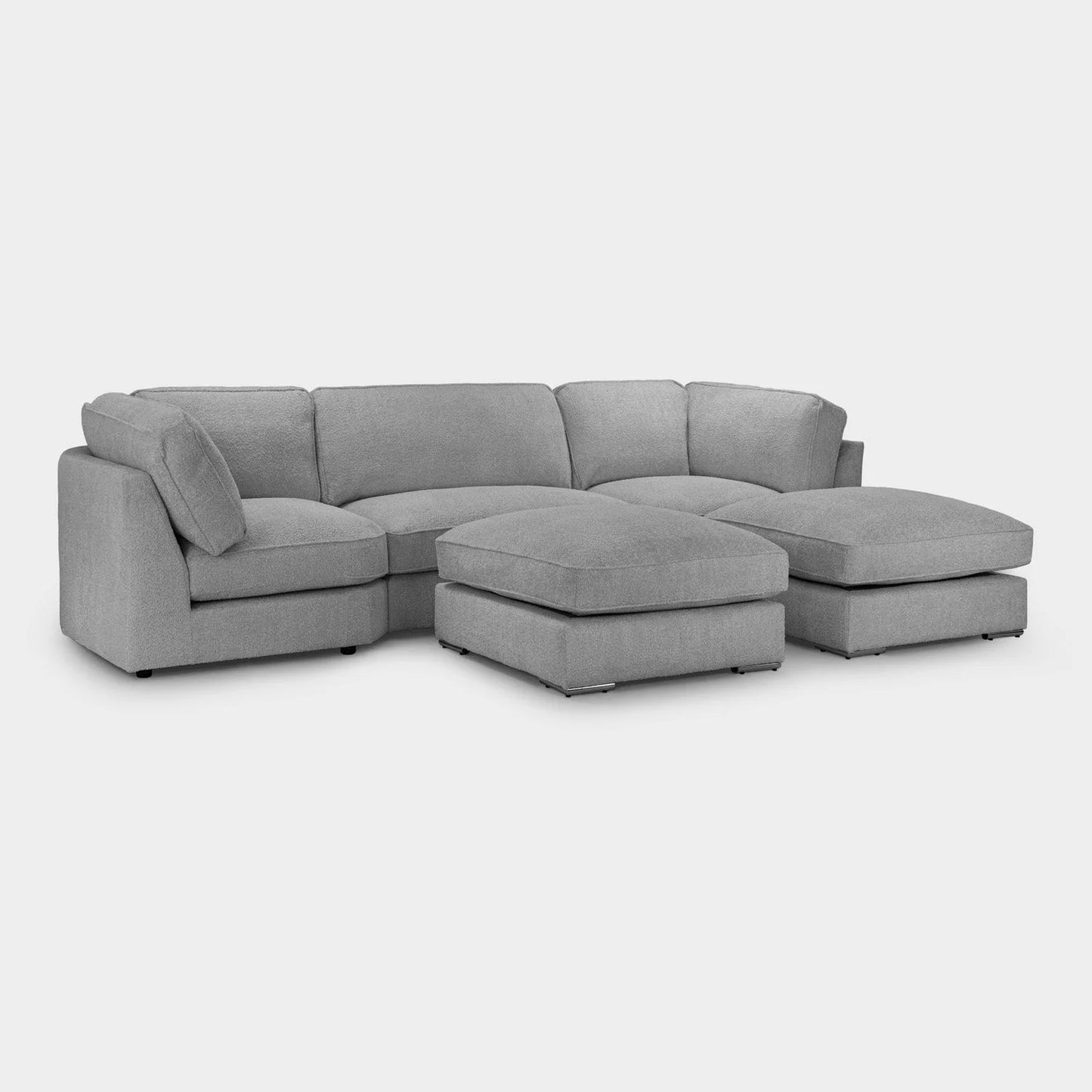 Cloud U-Shape Full Back Teddy Grey Boucle Fabric Sofa