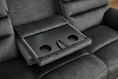 Sofia Plush Fabric Electric Reclining Sofa Suite 3+2 Dark Grey