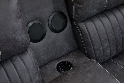 Velora 3+2+1 Micro-Fabric Dark Grey Recliner Sofa Suite with LED Lighting & Bluetooth Speaker