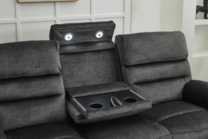 Sofia Plush Fabric Electric Reclining Sofa Suite 3+2+1 Dark Grey