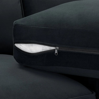 Murph U-Shape Full Back Black Plush Fabric Sofa