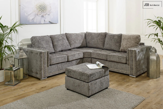 Nebraska Corner Sofa Full Back Platinum Chenille