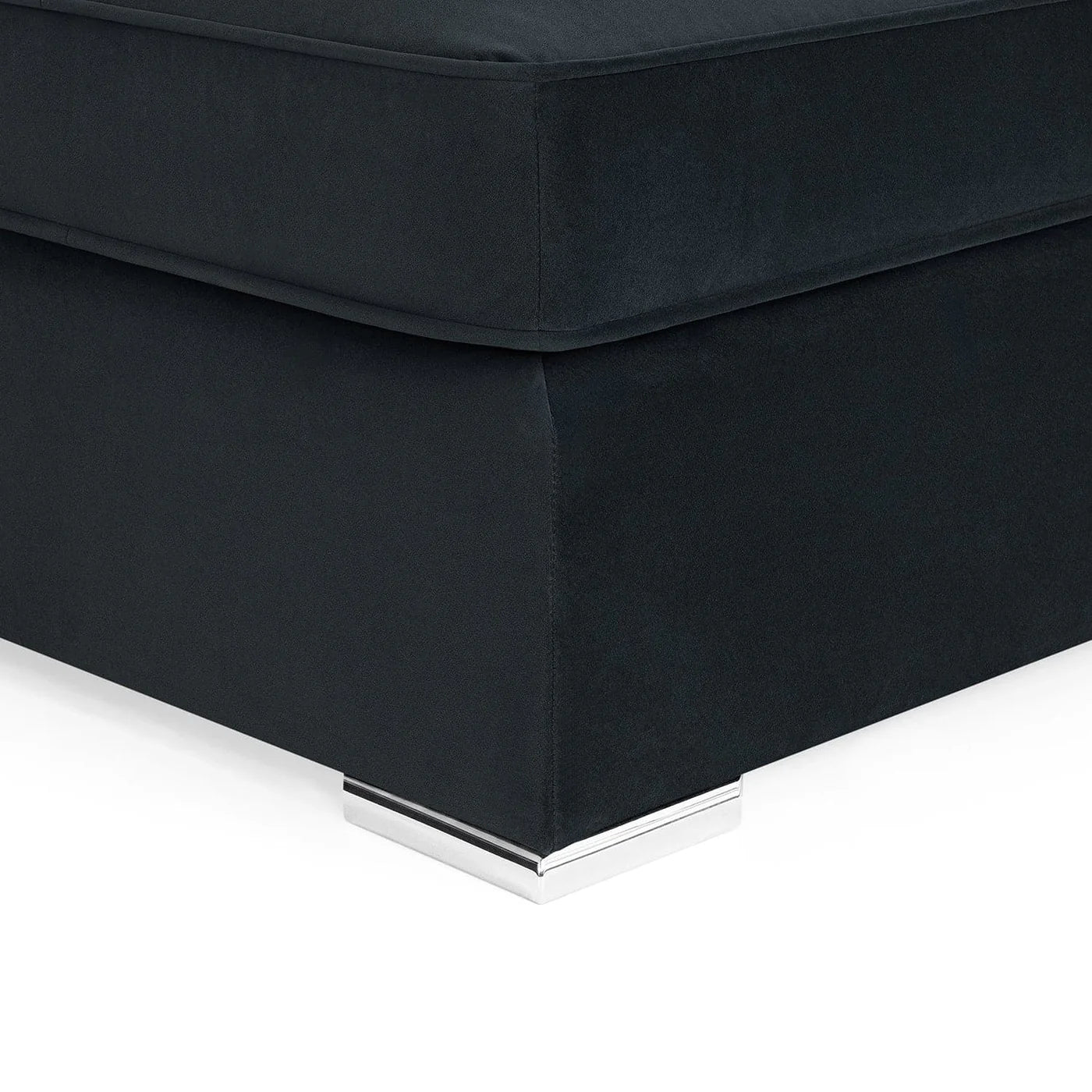 Murph U-Shape Full Back Black Plush Fabric Sofa