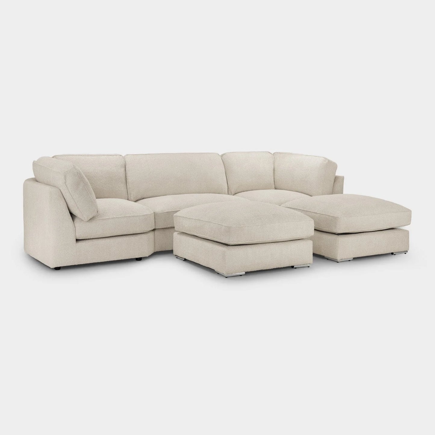 Cloud U-Shape Full Back Teddy Cream Boucle Fabric Sofa