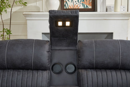 Velora 3+2+1 Micro-Fabric Dark Grey Recliner Sofa Suite with LED Lighting & Bluetooth Speaker
