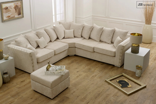 Paris Corner Sofa Scatter Back Cream Chenille