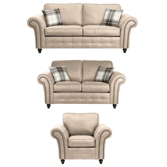 Oakland Leather 3 Piece Sofa Suite (Marble)