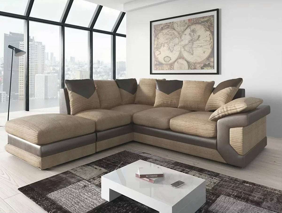 Dino L-Shape Scatter Back Mixed Fabric Sofa