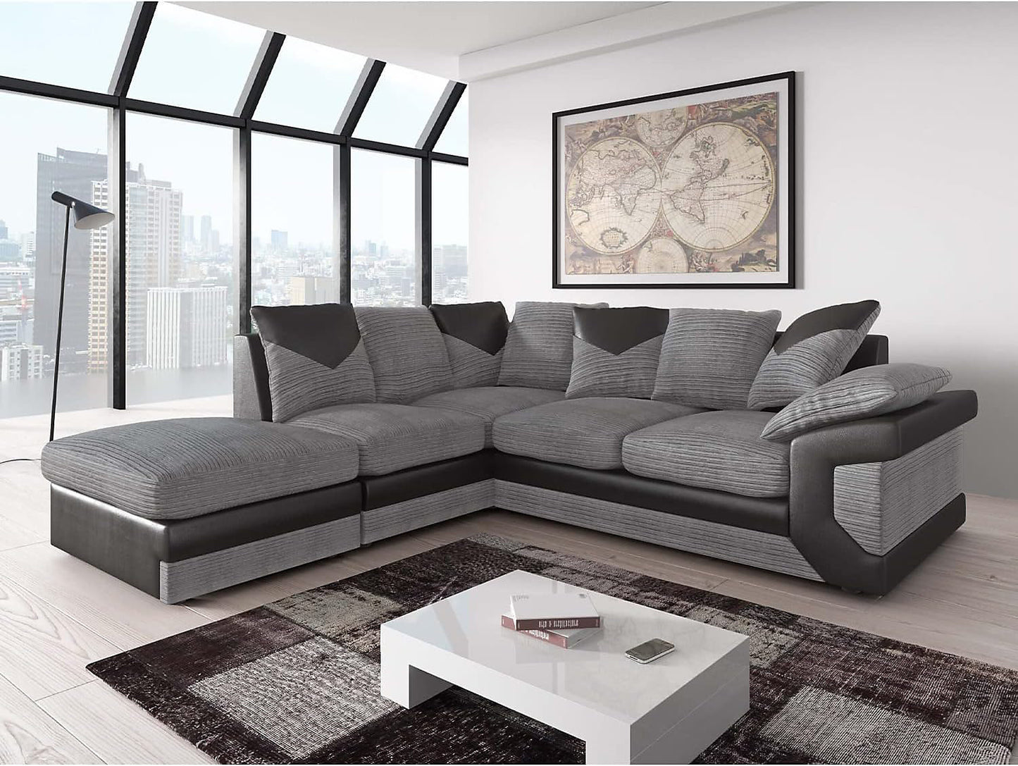Dino L-Shape Scatter Back Mixed Fabric Sofa