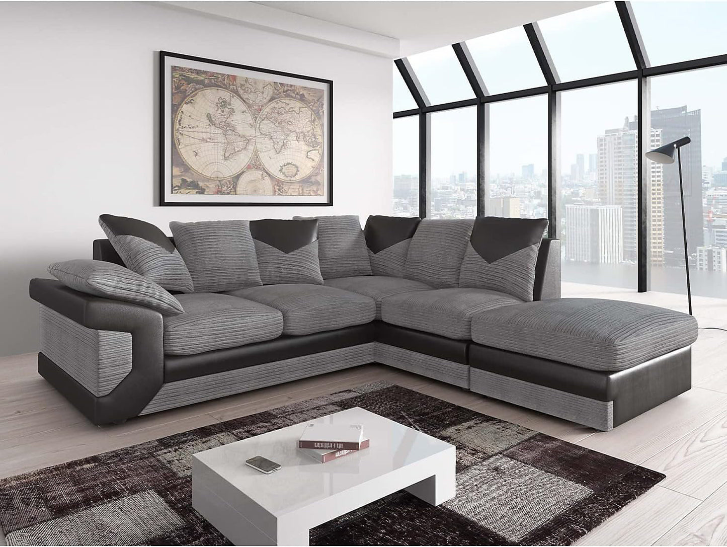 Dino L-Shape Scatter Back Mixed Fabric Sofa