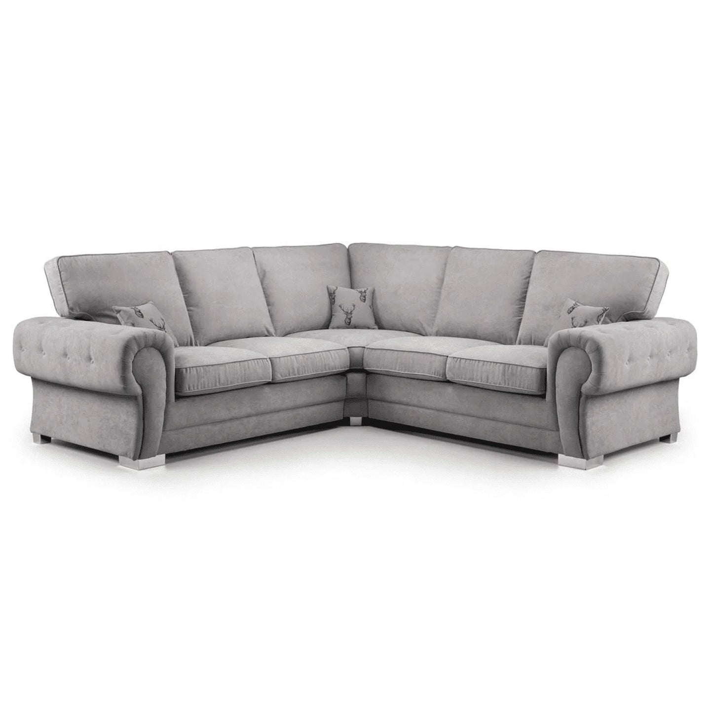 Verona Chesterfield 5 Seater Fabric Corner Full Back Sofa
