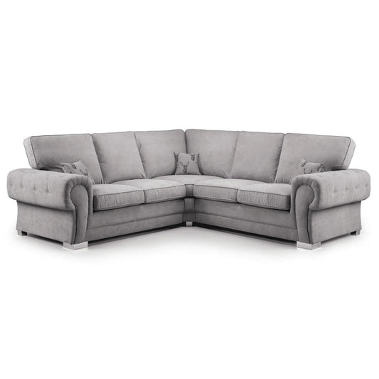 Verona Chesterfield 5 Seater Fabric Corner Full Back Sofa