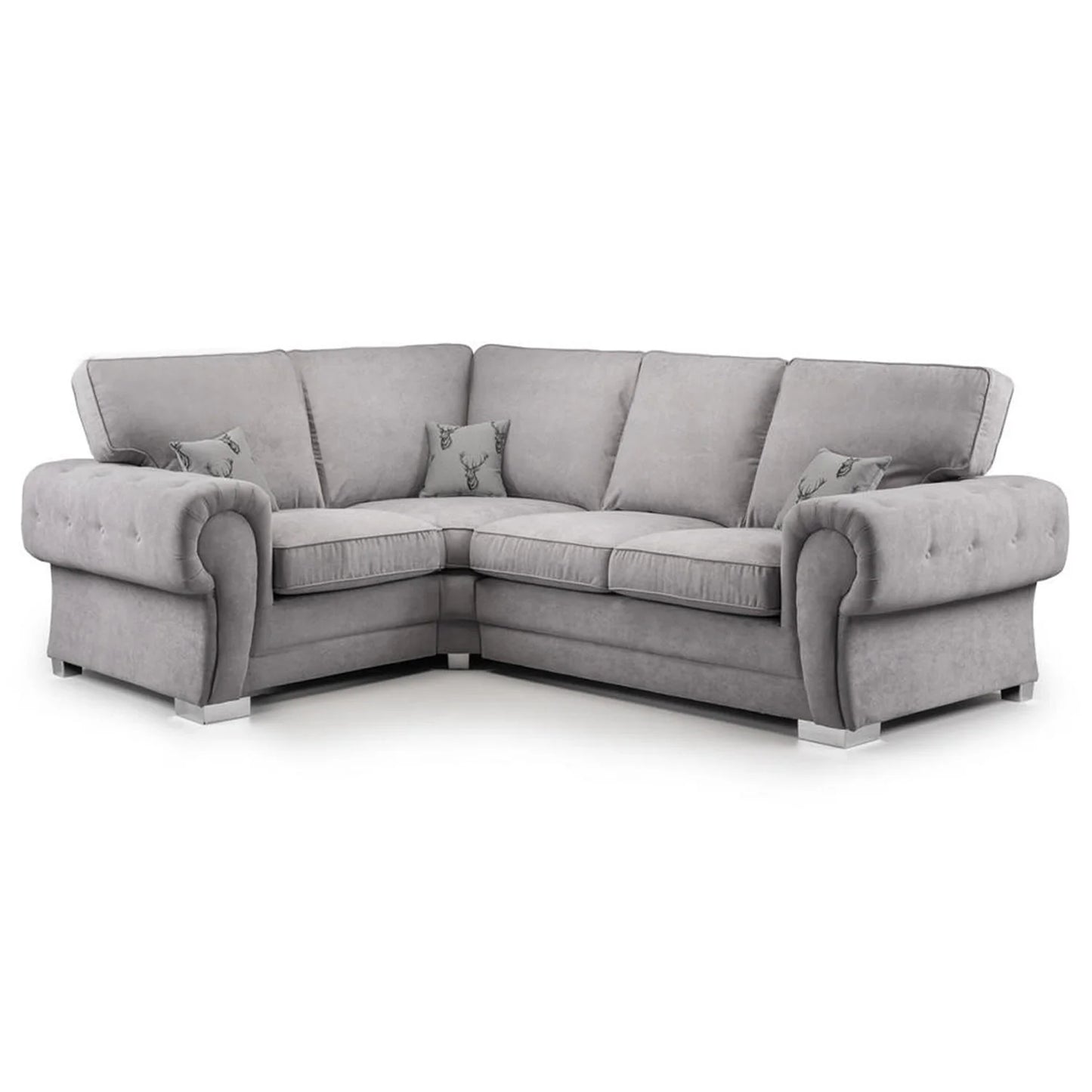 Verona Chesterfield 4 Seater Fabric Corner Full Back Sofa