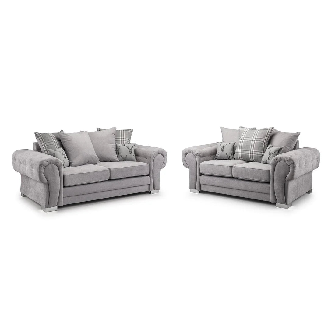 Verona Chesterfield 3+2 Fabric Scatter Back Sofa Suite