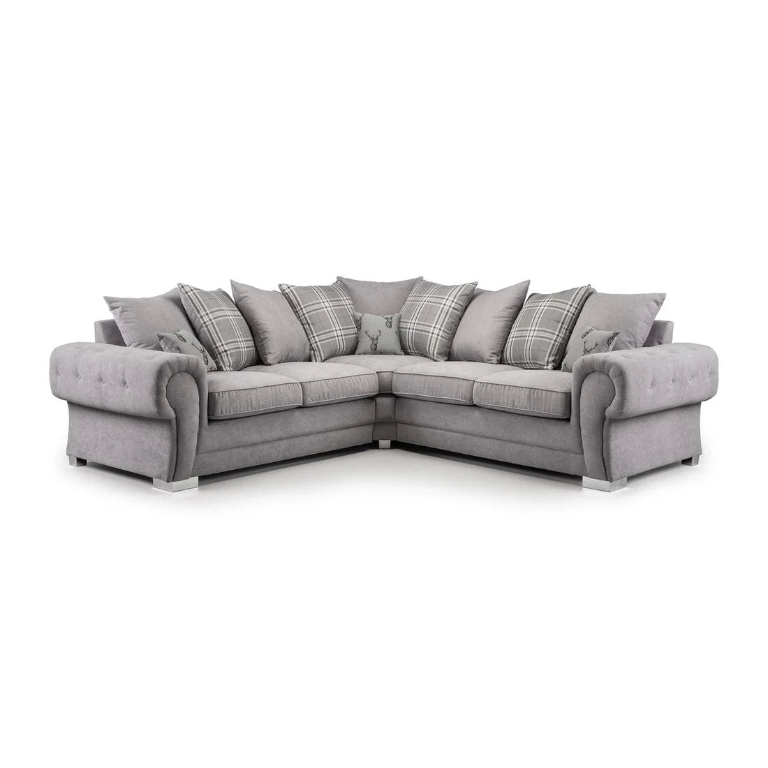Verona Chesterfield 5 Seater Fabric Corner Scatter Back Sofa