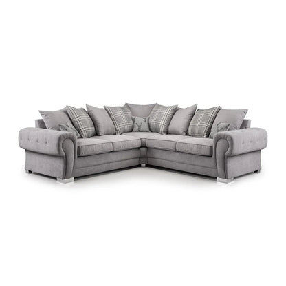 Verona Chesterfield 5 Seater Fabric Corner Scatter Back Sofa