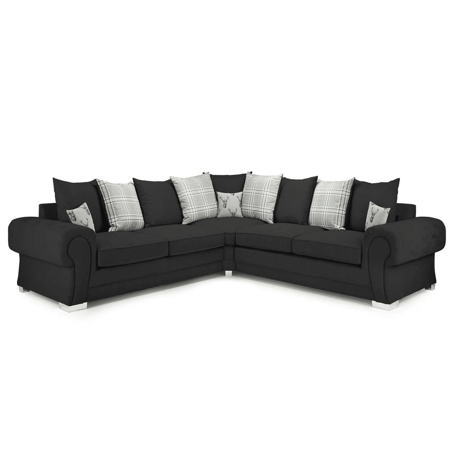 Verona Chesterfield 5 Seater Fabric Corner Scatter Back Sofa