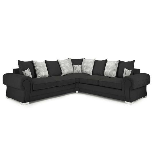Verona Chesterfield 5 Seater Fabric Corner Scatter Back Sofa