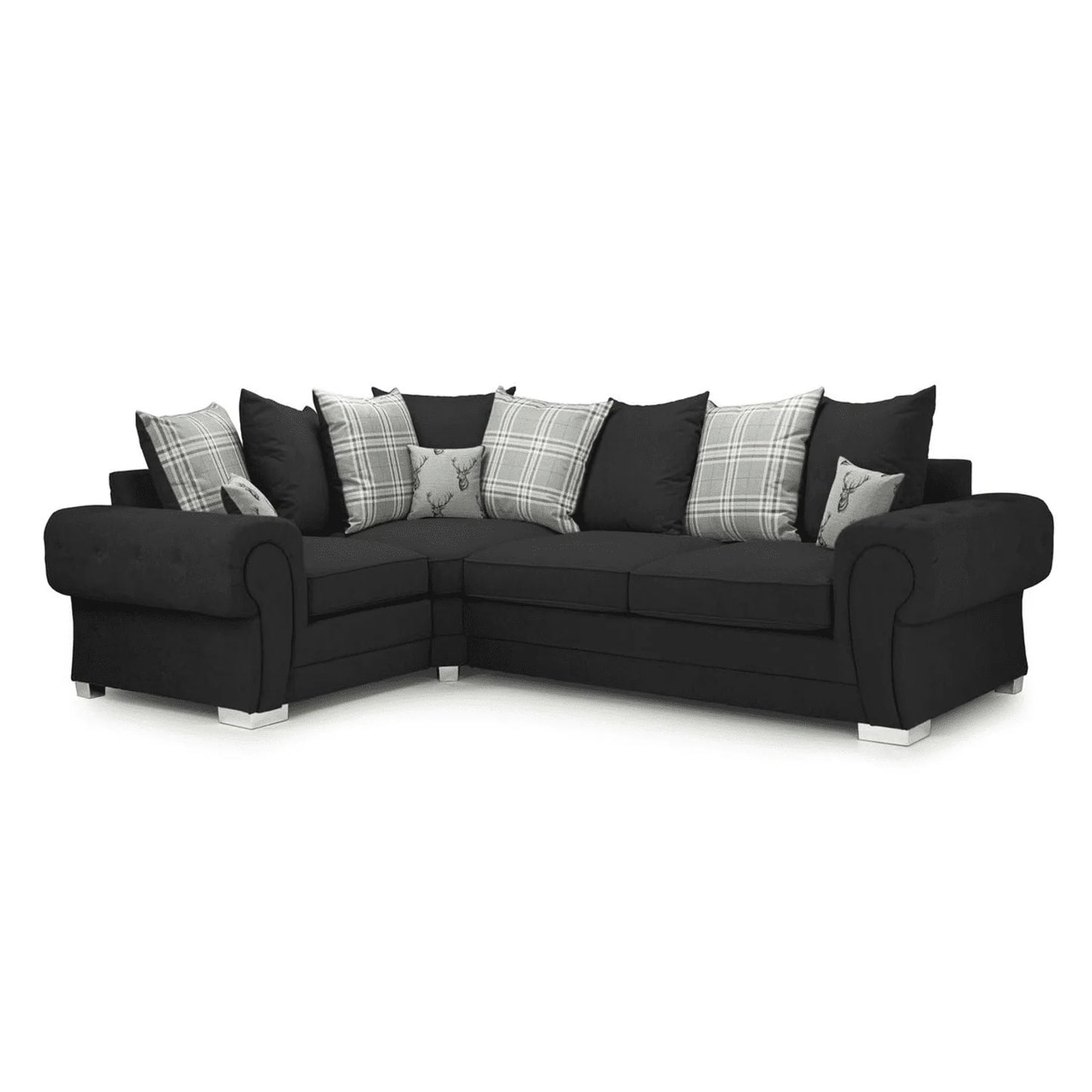 Verona Chesterfield 4 Seater Fabric Corner Scatter Back Sofa