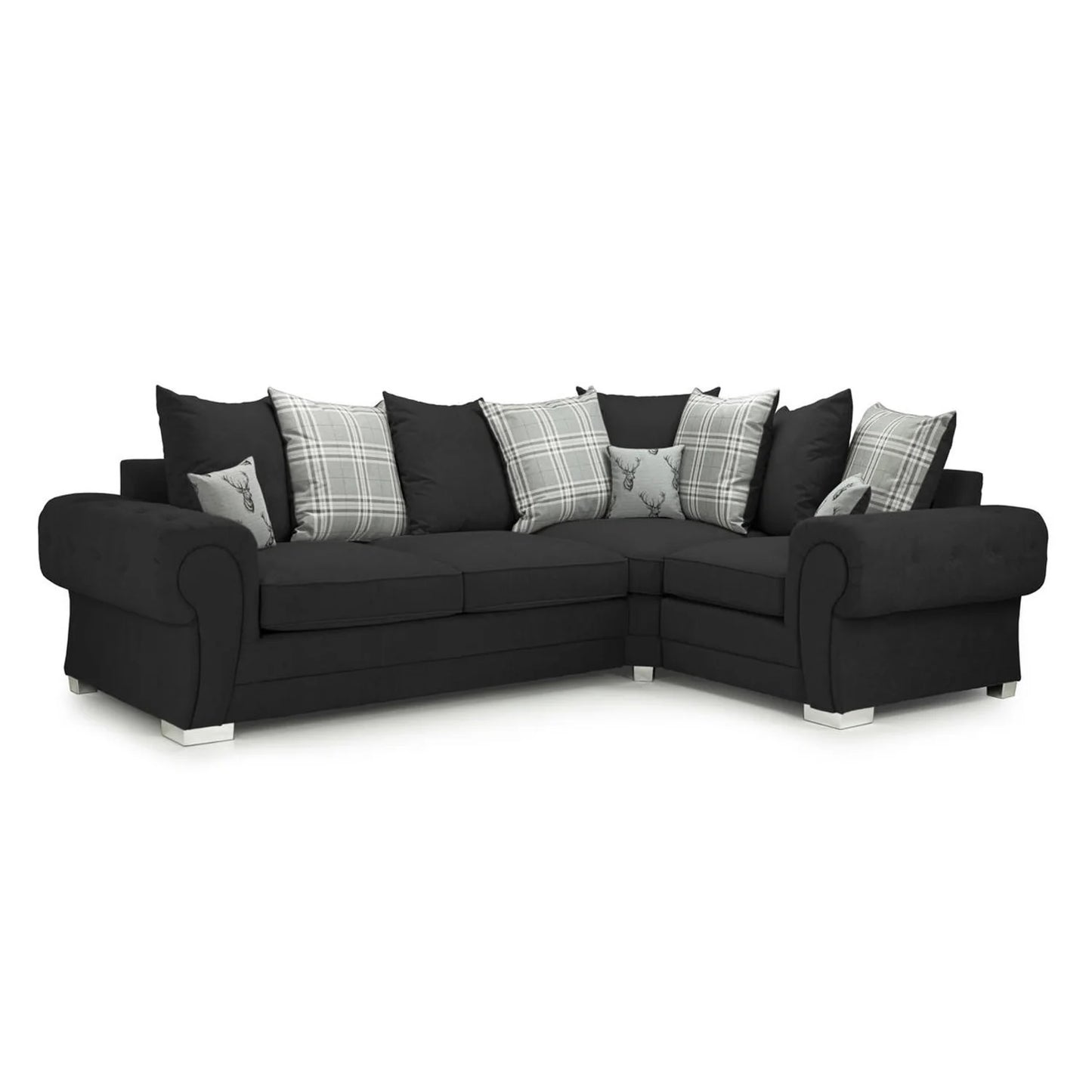 Verona Chesterfield 4 Seater Fabric Corner Scatter Back Sofa
