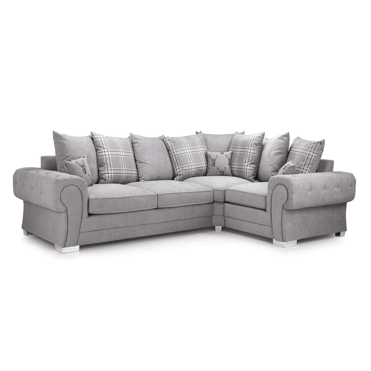 Verona Chesterfield 4 Seater Fabric Corner Scatter Back Sofa