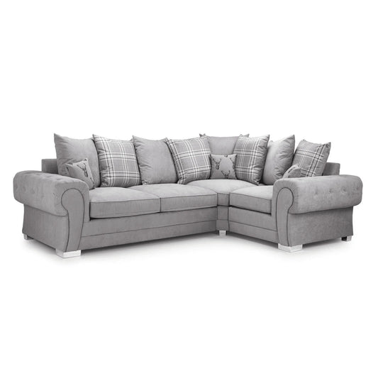 Verona Chesterfield 4 Seater Fabric Corner Scatter Back Sofa