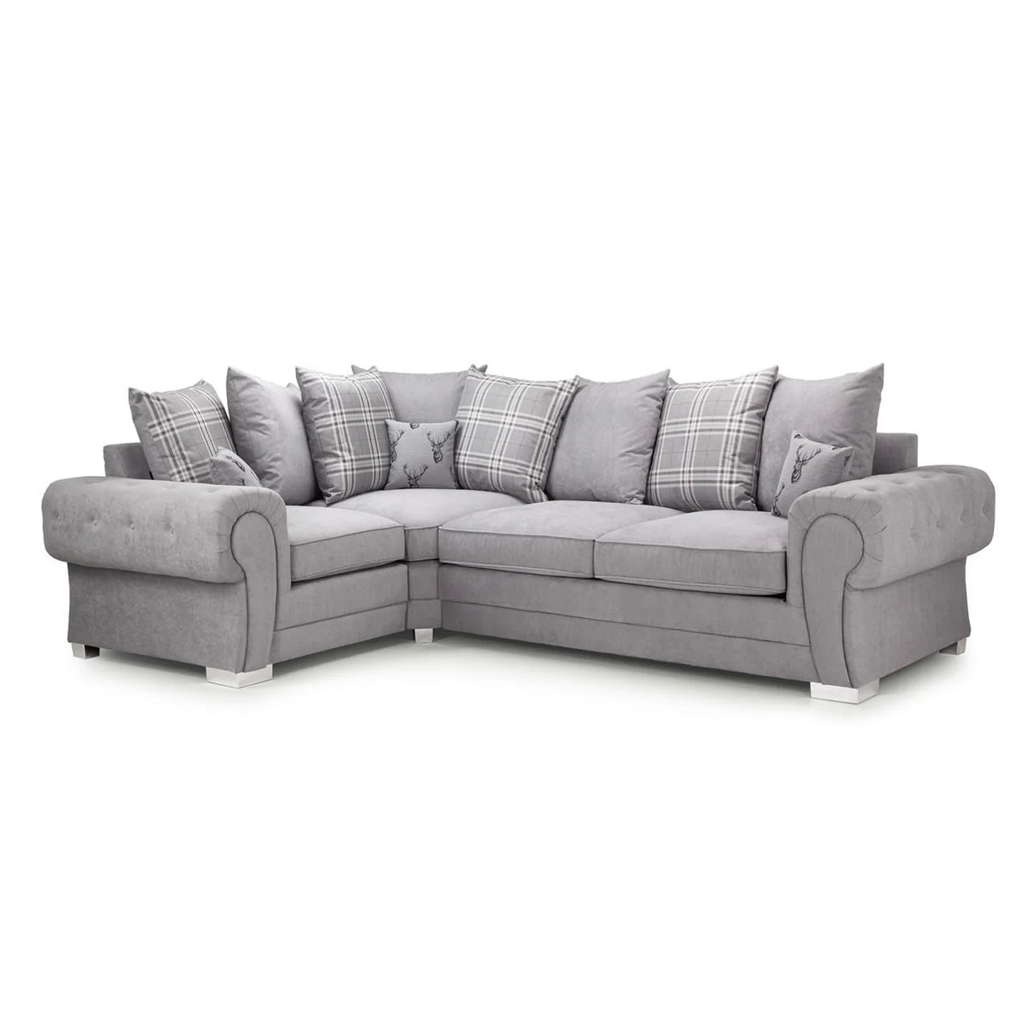 Verona Chesterfield 4 Seater Fabric Corner Scatter Back Sofa