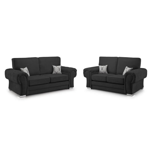 Verona Chesterfield 3+2 Fabric Full Back Sofa Suite