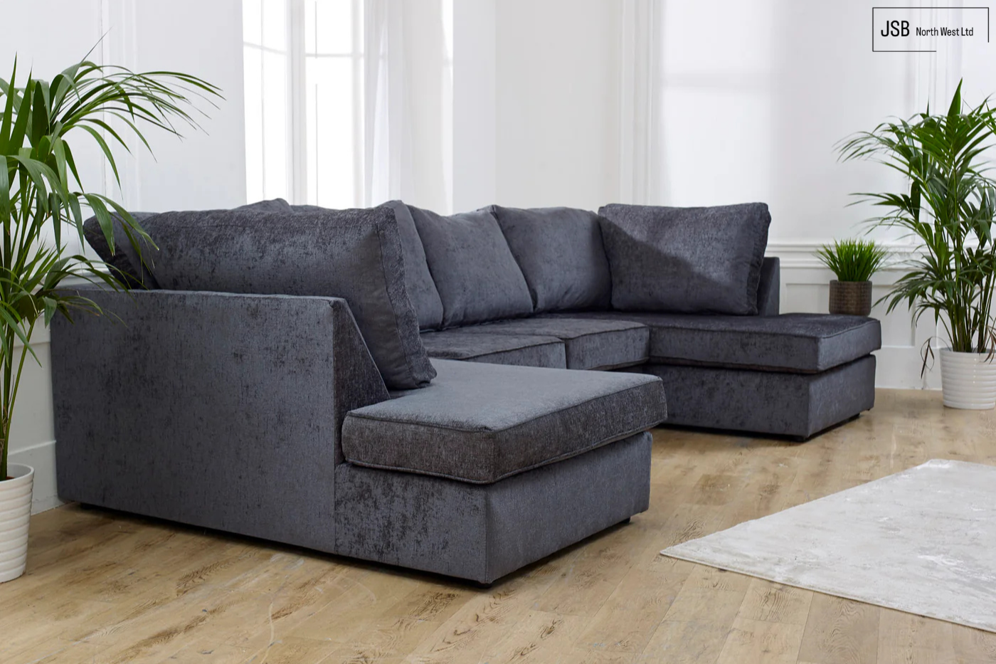 Francesca U-Shape Full Back Charcoal Chenille