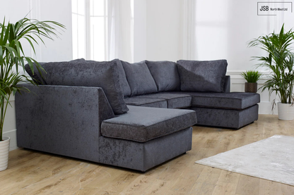 Francesca U-Shape Full Back Charcoal Chenille